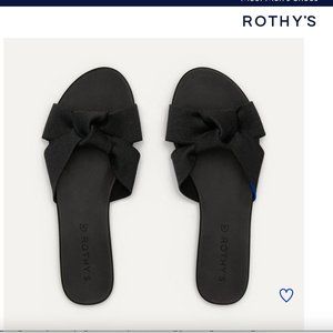 Rothys Black The Knot Sandal Twist Slide Size 8